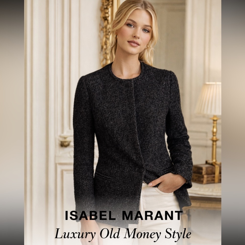 Isabel Marant Etoile Women's Gray Wool Tweed Cardigan Size 38 25134